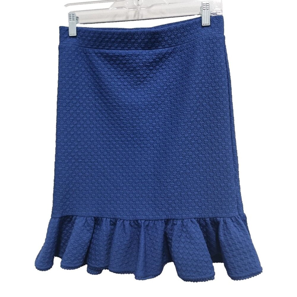 Anthropologie Postmark Mini Skirt Small Royal Blue Ruffle Hem Carrier Office‎